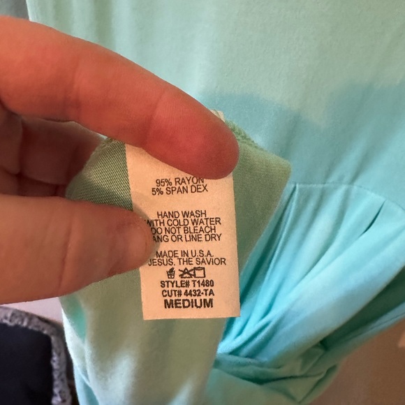 Mint green midi dress soft long sleeves - Picture 4 of 4